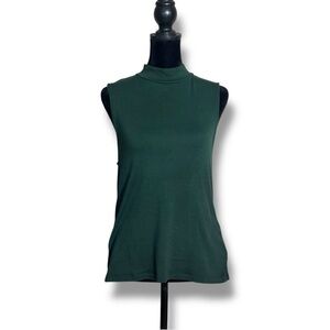 GAP Sleeveless Dark Green Mock Turtleneck Soft Cotton Women's Tank Top